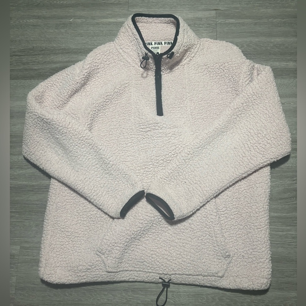 Victoria Secret Pink Plush Pullover Sherpa Sweater - Size Large